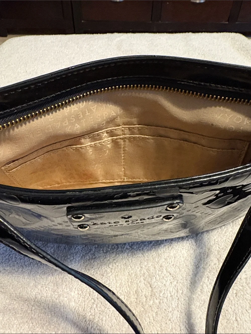Kate Spade Beale Street Toni Embossed Black Patent PVC Crossbody Bag